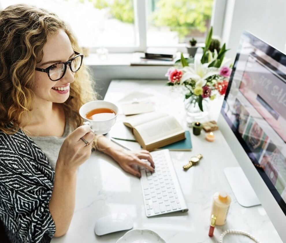Woman using computer
